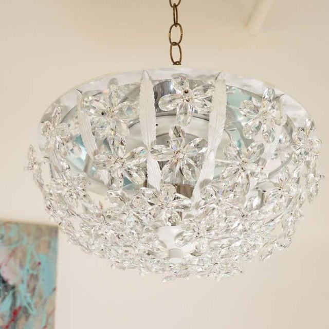 1960s 1960s Crystal Flower Foliate Motif Flush Mount For Sale - Image 5 of 9