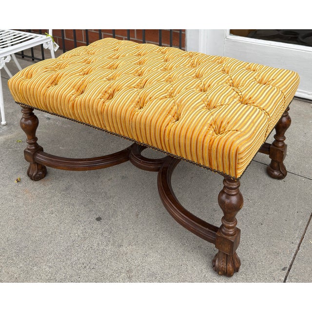 1990s Charles Pollock for William Switzer Carolean Tufted Walnut Bench For Sale - Image 5 of 6