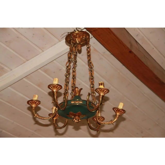 Metal Vintage Empire Style Bronze Chandelier For Sale - Image 7 of 9