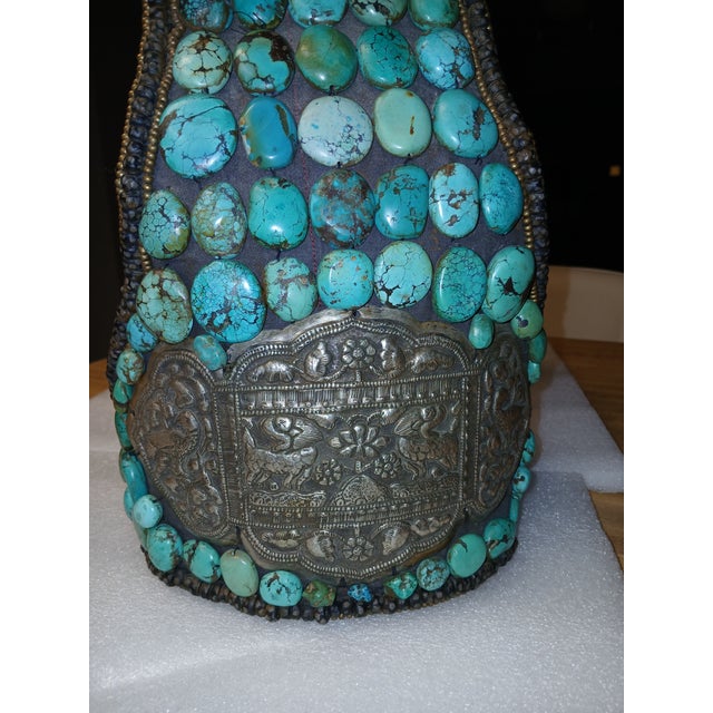This Vintage Turquoise Tibetan Headdress is in extremely good condition. You can see that it was hand made and sewn. Each...