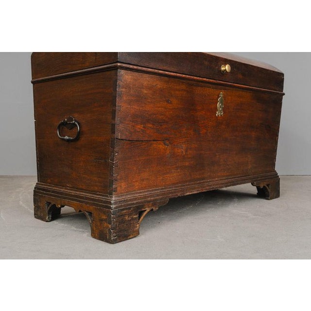Biedermeier Round-Topped Chest in Brass, Iron and Oak For Sale - Image 9 of 18