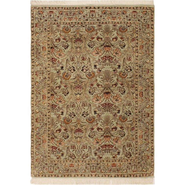 Shabby Chic Pak-Persian Green/Rust Wool Rug - 4'0'' X 6'1'' For Sale - Image 9 of 9