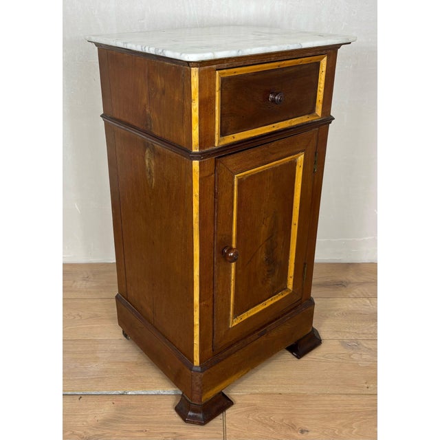 Pair of Spanish Wooden Nightstands with Marble Top, 1930s For Sale - Image 13 of 14