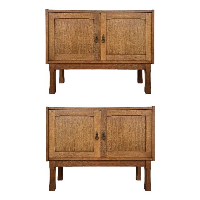 Henning Kjaernulf Oak Brutalist Danish Modern Night Stands For Sale