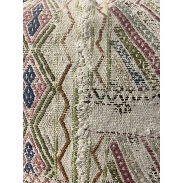Turkish Woven Pillow in Pink, Green and Blue Motif For Sale - Image 4 of 7