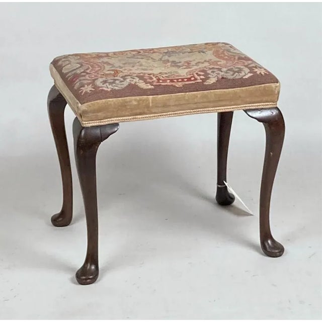 Antique 19th Century Georgian Mahogany Stool With Needlework Petit Point Cover For Sale - Image 9 of 9