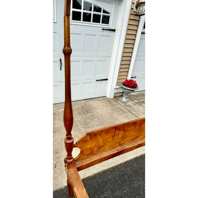 Brown Antique Early 19th Century American Curly Maple Canopy Bed For Sale - Image 8 of 12