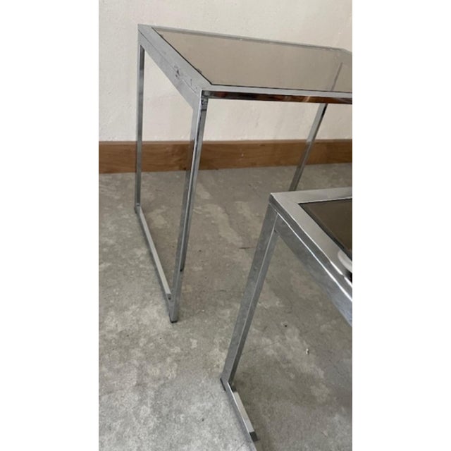 Chrome-Plated Nesting Tables, 1970, Set of 2 For Sale - Image 3 of 5