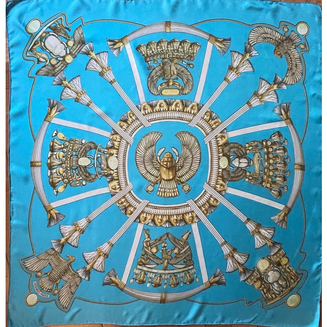 Contemporary HERMÈS ÉGYPTE Silk Scarf designed by Latham Caty 1970 For Sale - Image 3 of 10