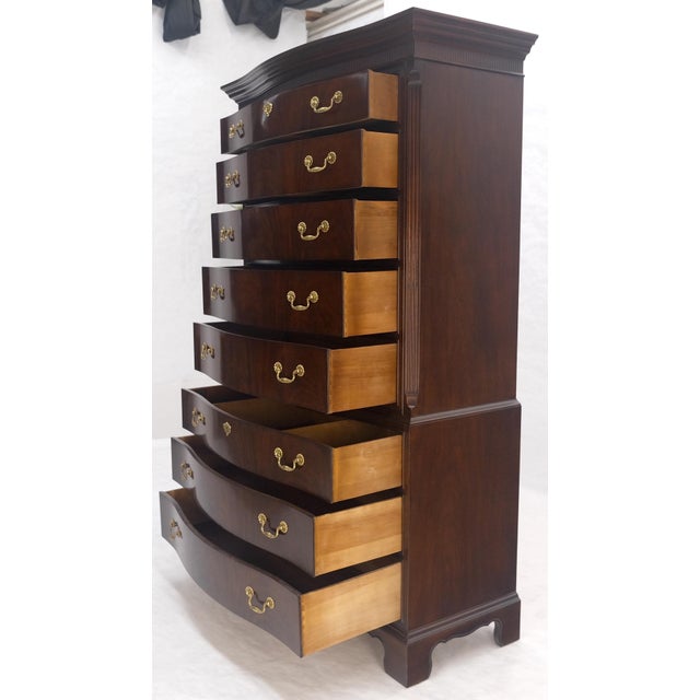 Drexel Mahogany 8 Drawers 6' Tall Brass Pull High Boy Chest Dresser MINT For Sale - Image 11 of 14