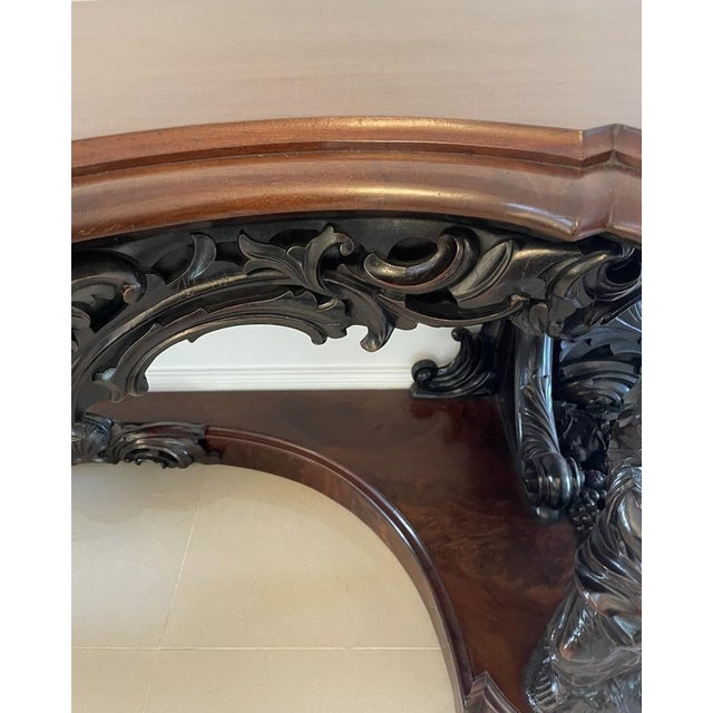 Large Antique Victorian Console Table in Carved Mahogany with Mirror Back For Sale - Image 13 of 18