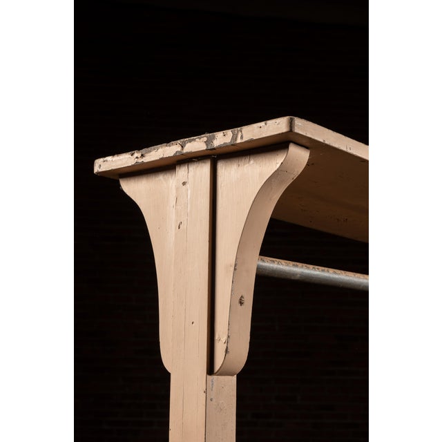 Early 20th Century Industrial Rolling Wooden Garment Rack in Beige For Sale - Image 4 of 7