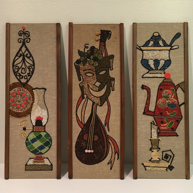 Vintage MidCentury Gravel Art Panels Set of 3 Chairish