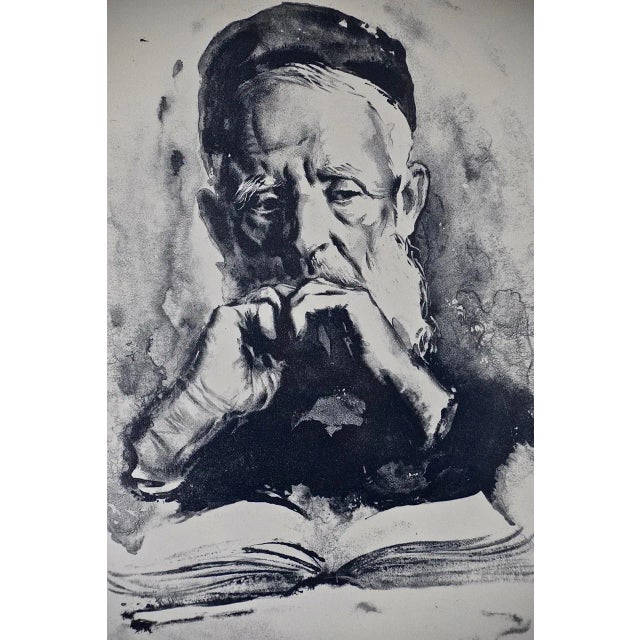 Portraiture Limited Ed. Etching of a Scholar, Possibly a Cleric, with a Book in Deep Thought, 20th Century For Sale - Image 3 of 5