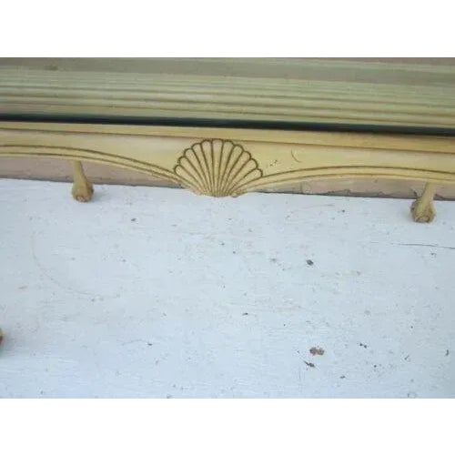 1980s Thomasville Chippendale Style Ball and Claw Wood Dining Room Table with Glass Top For Sale - Image 4 of 13