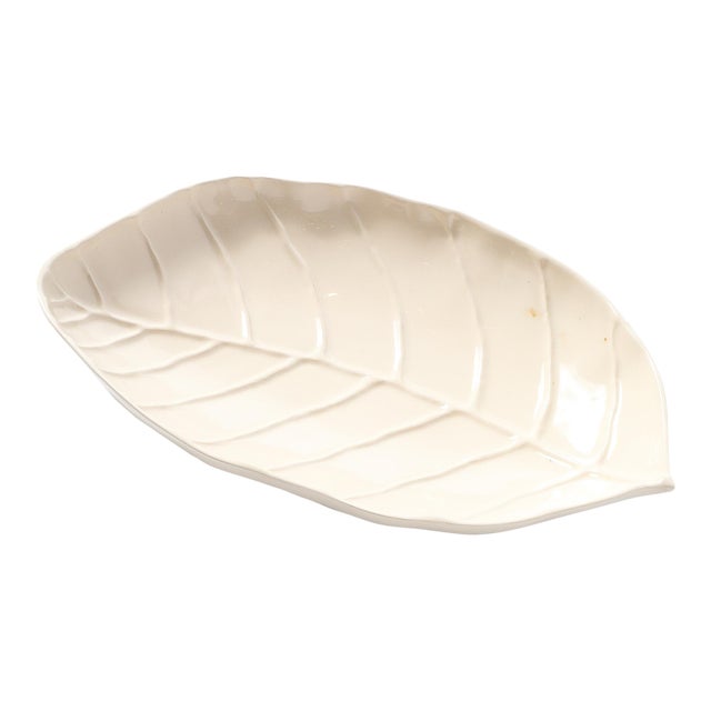Mid-Century Modernist Catalpa Leaf Ceramic Serving Tray Signed Tiffany and Co. For Sale