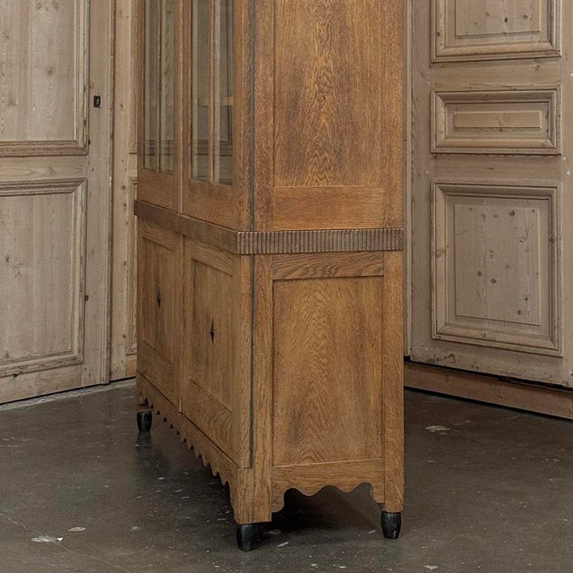 Antique Dutch Art Deco Period Solid Oak Bookcase For Sale - Image 12 of 18