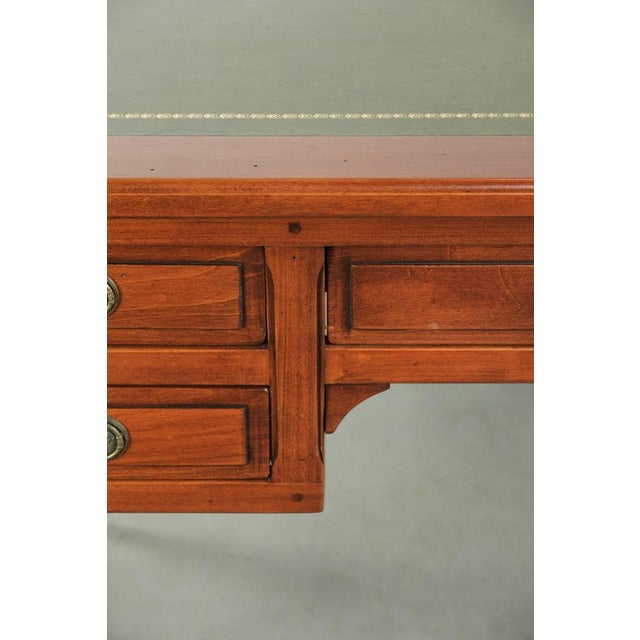 English Desk with Green Leather Top, Gilt Details and 5 Drawers For Sale - Image 10 of 15