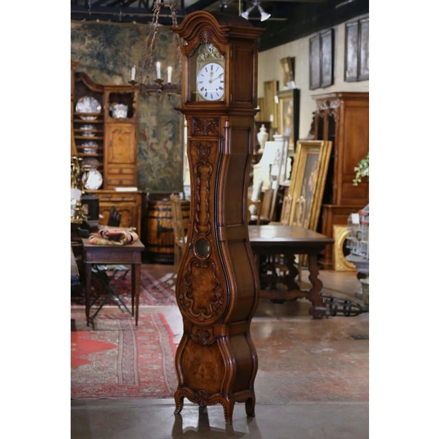 Late 20th Century Late 20th Century French Louis XV Burl Walnut Horloge Bressane Clock For Sale - Image 5 of 13