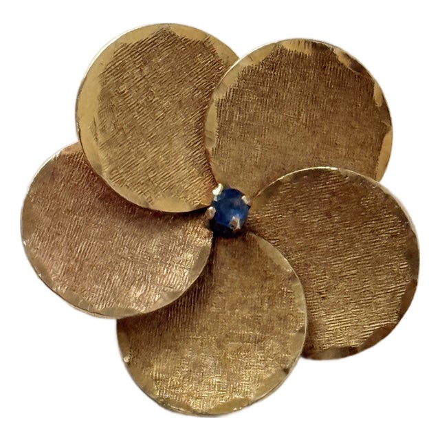 Vintage Mid Century Carl Art 10k Gold Dogwood Blossom Seed Pearl Brooch Pin For Sale