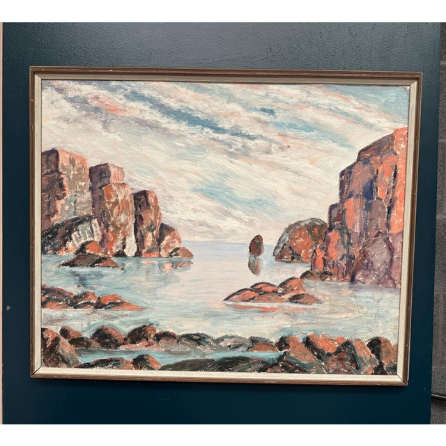 Coastal Landscape, 1960s, Oil Painting on Panel, Framed For Sale - Image 12 of 12
