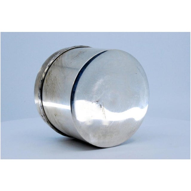 Metal Silver Tea Box with Beaded Border and Removable Lid For Sale - Image 7 of 10