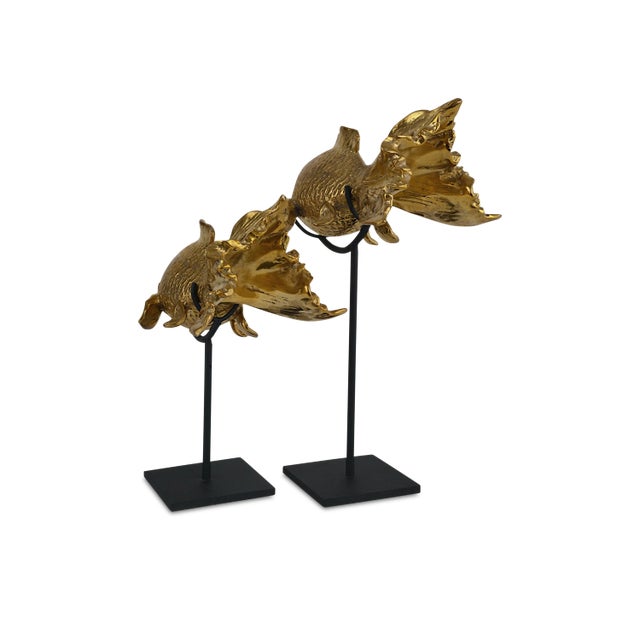 Currey & Company Currey & Company Goldfish Set of 2 For Sale - Image 4 of 7