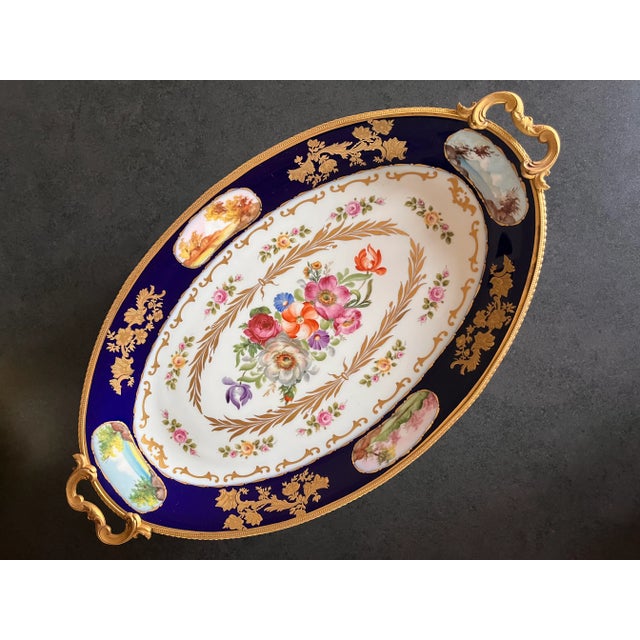 French Louis XV Hand-Painted Blue Ceramic Stand, 1890s For Sale - Image 9 of 9