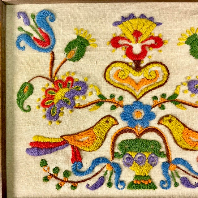 1930s Vintage Gustavian Arts & Crafts Americana Needlepoint Yarn Sampler, Framed. For Sale - Image 6 of 15