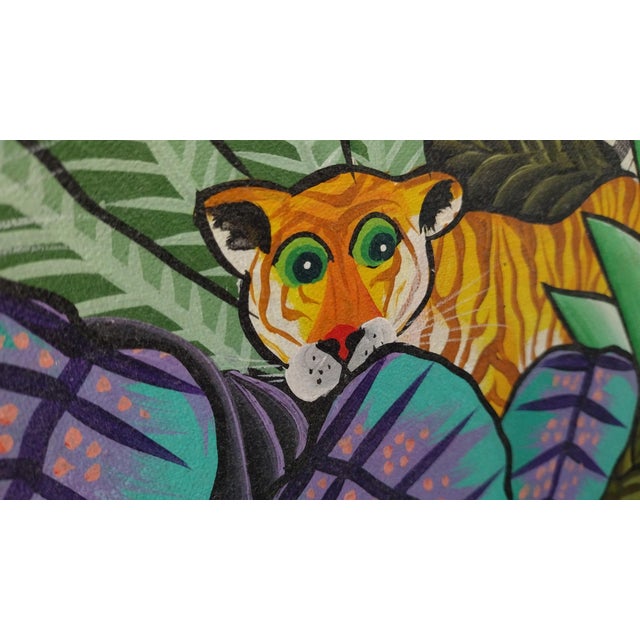 Folk Art 1990s Haitian Jungle Painting by Francis Paraison For Sale - Image 3 of 9