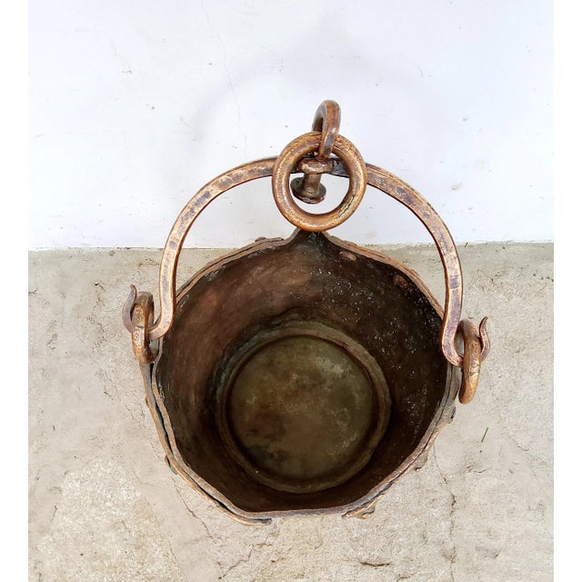 Antique Italian Wrought Iron and Copper Well Bucket For Sale - Image 10 of 13