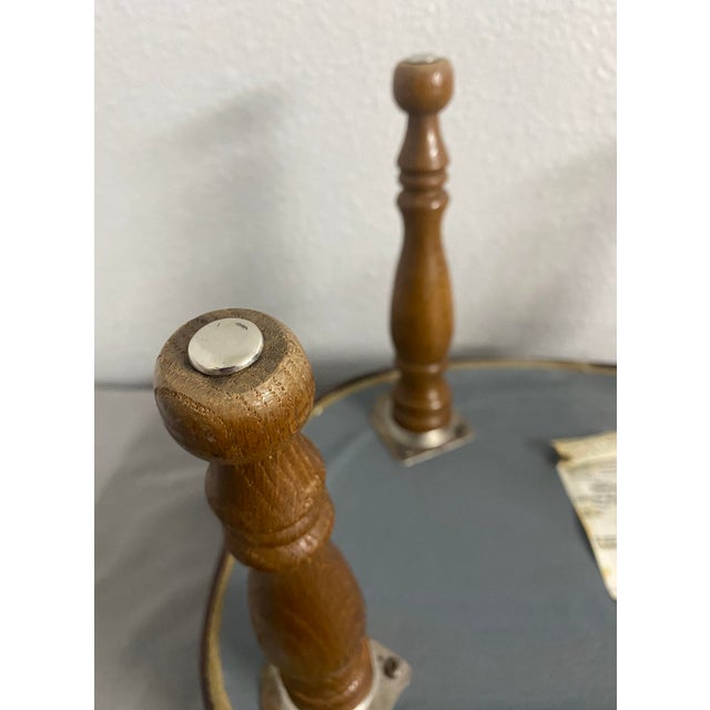 Brown 1960s Vintage Mid-Century Modern Kidney Footstool Dark Brown Pleather Wood Legs For Sale - Image 8 of 12