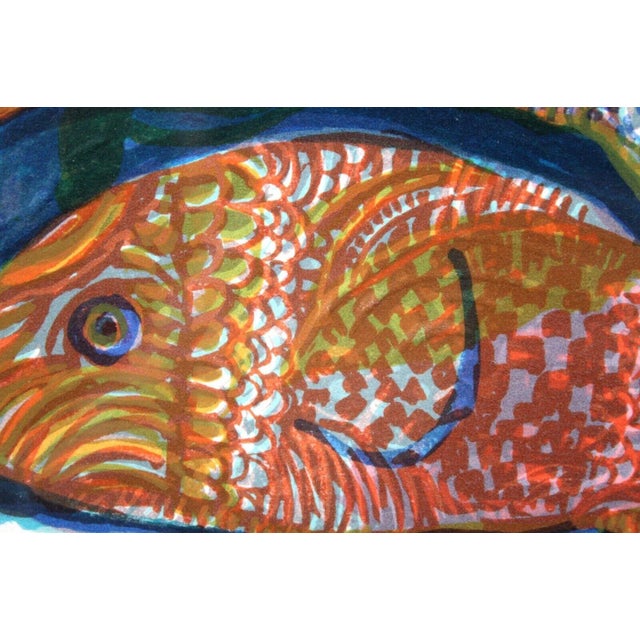 Blue Judith Bledsoe Pisces Zodiac Hand Signed Contemporary Lithograph 108/250 Framed For Sale - Image 8 of 11