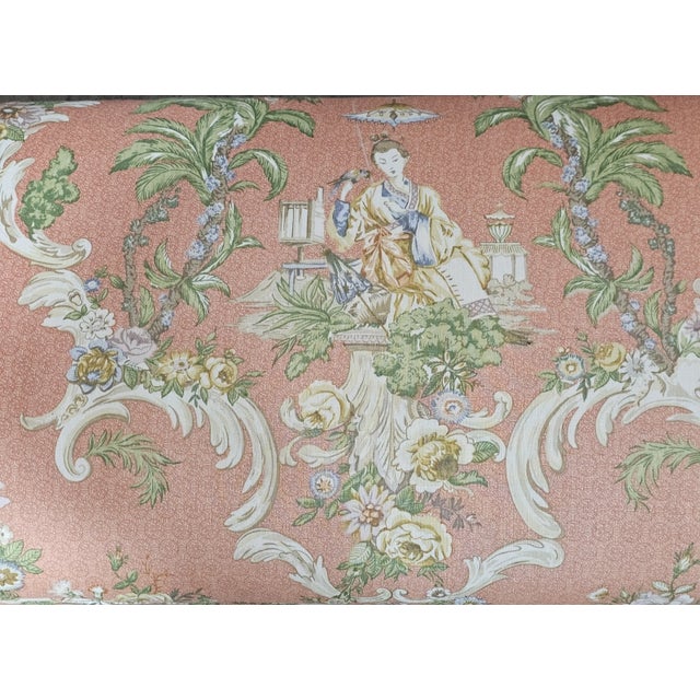 Late 20th Century Late 20th Century Hancock & Moore Mahognay Chippendale Style Window Bench Chinoiserie Fabric For Sale - Image 5 of 9