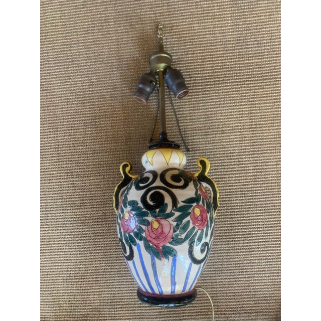 American 1920 Glazed Pottery Table Lamp For Sale - Image 3 of 12