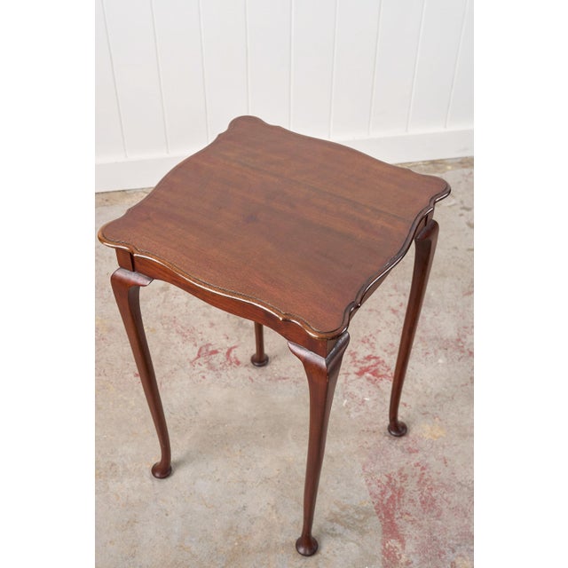 1930s Square Mahogany Scallop Side Table With Padded Feet For Sale In Charleston - Image 6 of 6