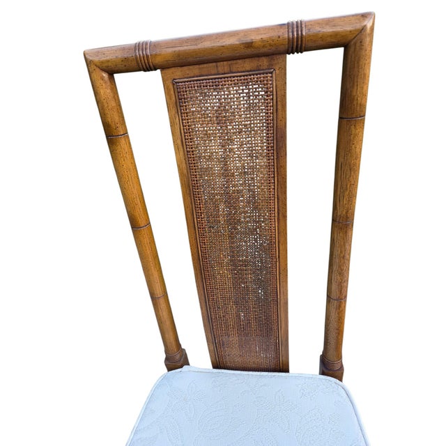 Thomasville Vintage Faux Bamboo Cane High Back Dining Chairs Regency Pair For Sale - Image 10 of 17