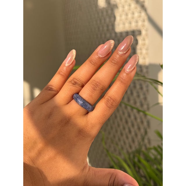 Chic 2.03ct Sapphire Cluster Contemporary Chunky Ring Size 5.5 in 14k Solid Gold For Sale In New York - Image 6 of 18