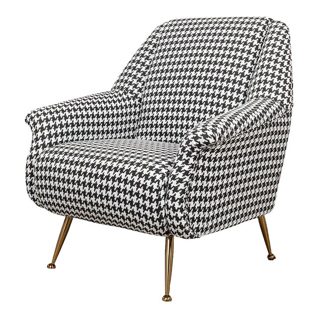 Mid Century Style Houndstooth Armchair For Sale