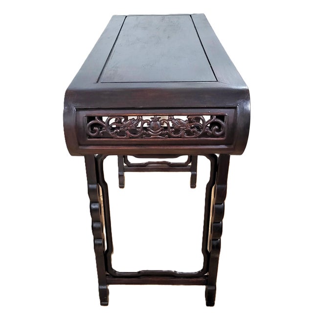 Early 20th Century Antique Asian Dragon Carved Teakwood Chinese Altar Console Table For Sale - Image 5 of 16