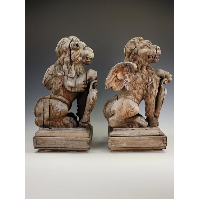 19th Century Neo-Renaissance French Heraldic Lion Sculptures, 1870s, Set of 2 For Sale - Image 10 of 18