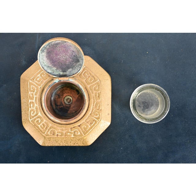 Bronze Tiffany Studios New York Zodiac Bronze Doré Inkwell For Sale - Image 8 of 13