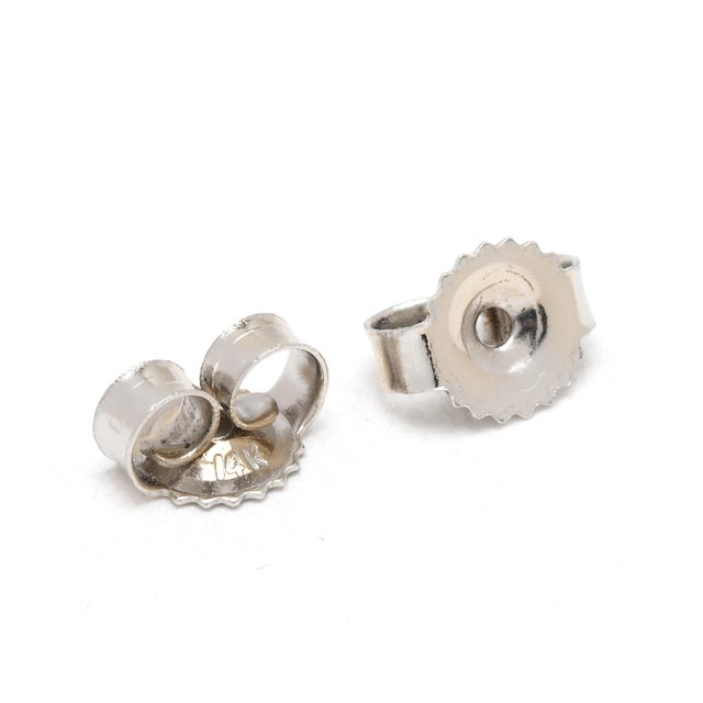 Early 21st Century Dainty Tiny Diamond Studs, 14k White Gold, Width 2.3 Mm, Pair For Sale - Image 5 of 5