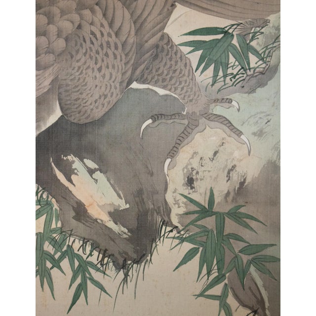 "Eagle" by Imao Keinen, Meiji to Taisho Era Japanese Silk Scroll Painting For Sale - Image 11 of 18