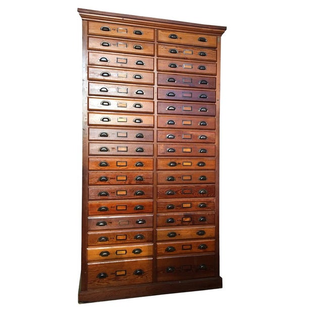 1930s Oak Printers Cabinet For Sale - Image 12 of 12