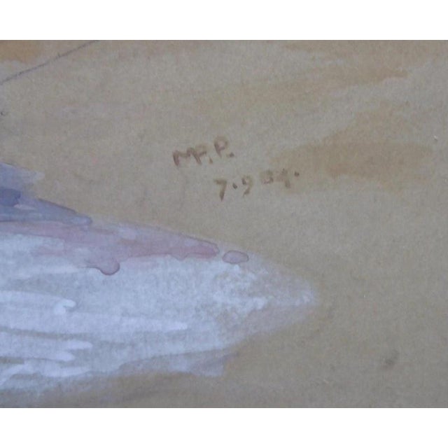 Boats in the Harbour, Monogrammed MP, 1934, Watercolor on Paper, Framed For Sale - Image 4 of 14