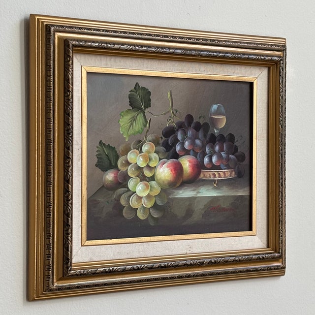 Original Acrylic on Board Fruit & Wine Still Life, Framed For Sale - Image 14 of 16