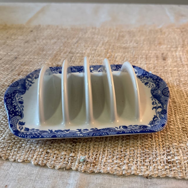 Shabby Chic Vintage Spode Blue Italian Four Division Toast Rack For Sale - Image 3 of 4