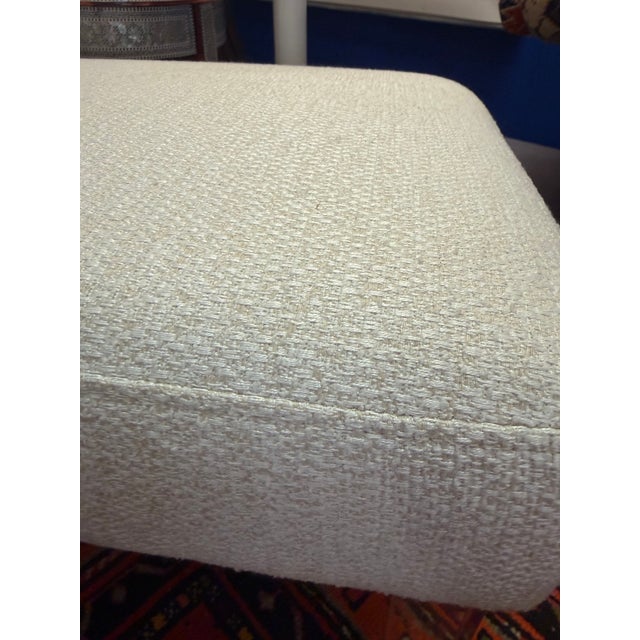 Textile Custom Made Acrylic and Woven Cream Upholstered Ottomans a Pair For Sale - Image 7 of 9