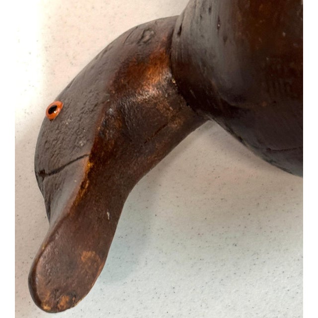 Antique American Hunting Canvasback Decoy Signed C.A. Locart & J.G. Hand-Carved Wood, Early 20th Century, 18" W x 6.5" D x...